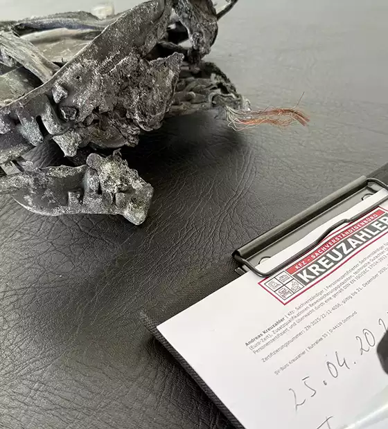 Geschmolzene Kabel mit Dokument