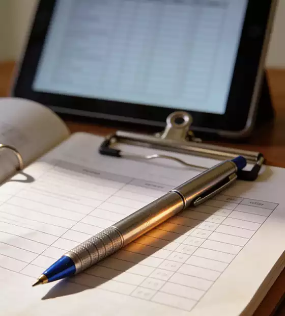 Stift auf Notizbuch